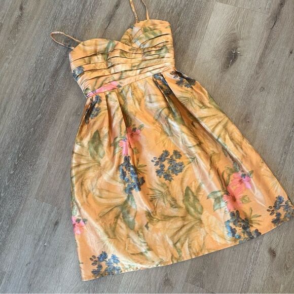 Anthropologie Botanica Dress by James Coviello Orange Watercolor size 2 - Picture 4 of 11